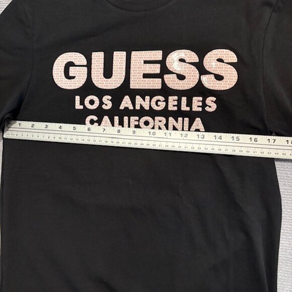 GUESS LOS ANGELES Men’s Short Sleeve T-Shirt Sz: S Black w/Raised Logo Sz S - Picture 6 of 10